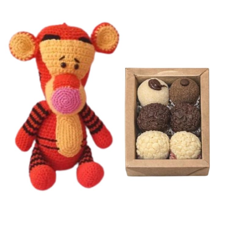 Tigrão Amigurumi com Caixa de Brigadeiro