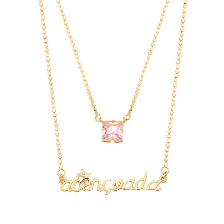 Colar Abençoada Banhado Ouro 18k
