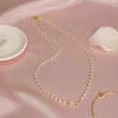 Colar Pérola Com Coração Cravejado Banhado Ouro 18k