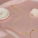 Colar Pérola Com Coração Cravejado Banhado Ouro 18k