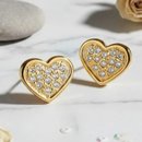 Brinco Coração cravejado  Banhado a Ouro 18k 