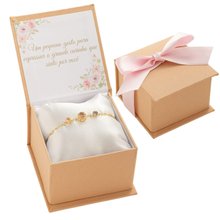 Caixa Mensagem Presente e Pulseira Banhada A Ouro 18k