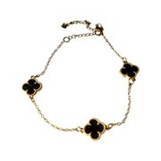 Pulseira Ouro Trevos Pretos