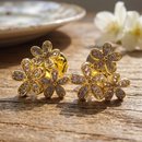 Brinco Dourado Flores Cravejadas