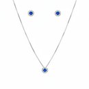 Conjunto Colar Pingente e Brincos Azul - Prata 925