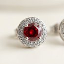 Conjunto Colar Pingente e Brincos Vermelho - Prata 925