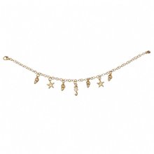 Pulseira Folheada Ouro Com Pingentes Do Mar