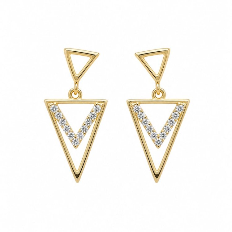 Brinco Pedras Zircônias Triangular