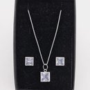 Conjunto Pedras Quadradas Branca Prata 925
