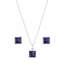 Conjunto Pedras Quadradas Roxo Prata 925