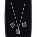 Conjunto Pedras Quadradas Roxo Prata 925