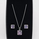 Conjunto Pedras Quadradas Roxo Claro Prata 925