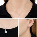 Conjunto Ponto De Luz Gota Pedra Branca Prata 925