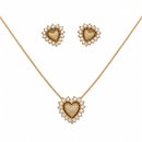 Conjunto Coração Pedras Zircônia Folheado 18k