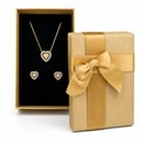 Conjunto Coração Pedras Zircônia Folheado 18k