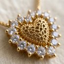 Conjunto Coração Pedras Zircônia Folheado 18k
