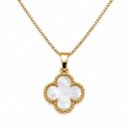 Conjunto Corrente Brincos Madrepérola Folheado Ouro 18
