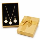 Conjunto Corrente Brincos Madrepérola Folheado Ouro 18