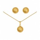 Conjunto Corrente Brinco Bola Folheado 18k