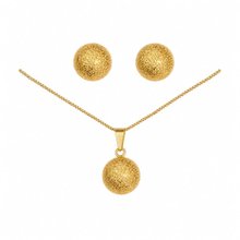 Conjunto Corrente Brinco Bola Folheado 18k