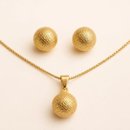 Conjunto Corrente Brinco Bola Folheado 18k