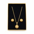 Conjunto Corrente Brinco Bola Folheado 18k