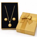 Conjunto Corrente Brinco Bola Folheado 18k