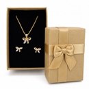 Conjunto Corrente e Brincos Laço Zircônia Folheado 18k