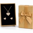 Conjunto Corrente Brinco Coração Zircônia Folheado 18k