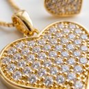Conjunto Corrente Brinco Coração Zircônia Folheado 18k