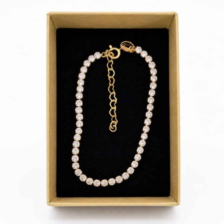 Pulseira Riviera Clássica Folheado A Ouro 18k