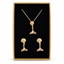 Conjunto Corrente Brincos Rabo Baleia Banho Ouro 18k