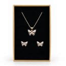 Conjunto Colar Brincos Borboleta Banho De Ouro 18k