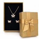 Conjunto Colar Brincos Borboleta Banho De Ouro 18k