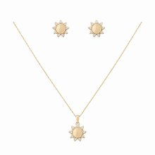 Conjunto Brincos Corrente Sol Banho De Ouro 18k