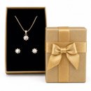 Conjunto Brincos Corrente Sol Banho De Ouro 18k