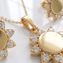 Conjunto Brincos Corrente Sol Banho De Ouro 18k