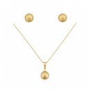 Conjunto Colar Brincos Bola Pequena Banhado Ouro 18k