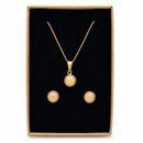 Conjunto Colar Brincos Bola Pequena Banhado Ouro 18k