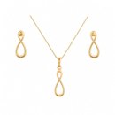 Conjunto Corrente Brincos Infinito Banho De Ouro 18k