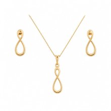 Conjunto Corrente Brincos Infinito Banho De Ouro 18k