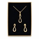 Conjunto Corrente Brincos Infinito Banho De Ouro 18k