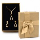 Conjunto Corrente Brincos Infinito Banho De Ouro 18k