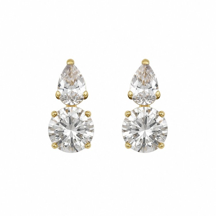 Brinco Folheado a Ouro 18k com Duas Zircônias