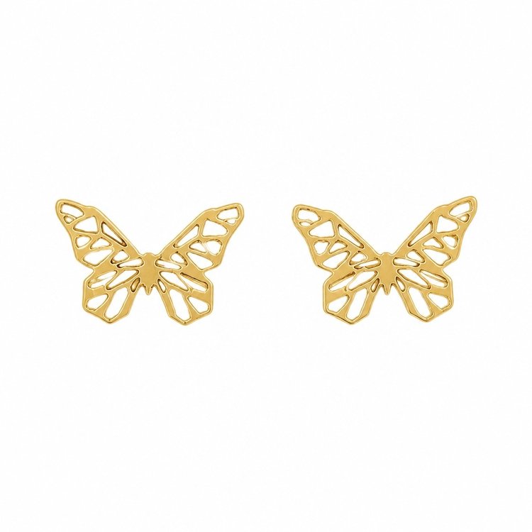 Brinco Borboleta Vazado em Banho de Ouro 18k
