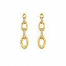 Brinco Comprido Elos com Zircônias Banho de Ouro 18k