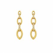 Brinco Comprido Elos com Zircônias Banho de Ouro 18k