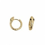 Brinco Argola Cobra com Zircônia Preta Banho de Ouro