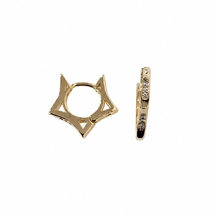 Brinco Argola Estrela com Zircônias Banho de Ouro 18k