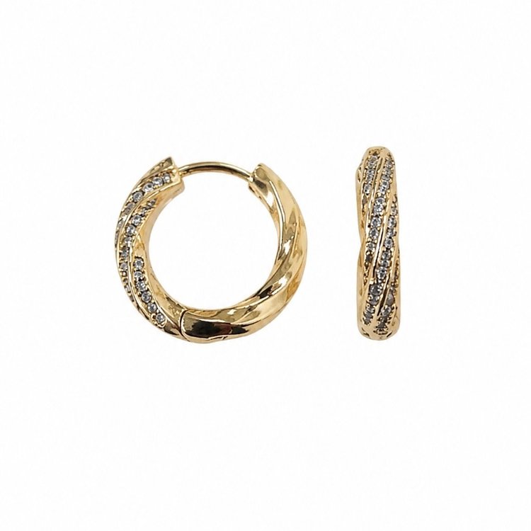 Brinco Argola Grossa com Zircônias Banho de Ouro 18k